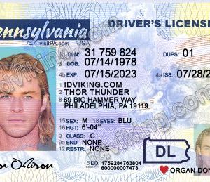 Pennsylvania (PA) – Drivers License PSD Template Download