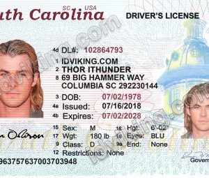 South Carolina (SC) – Drivers License PSD Template Download