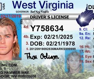 West Virginia (WV) – Drivers License PSD Template Download