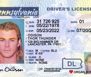 Pennsylvania NEW (PA) Drivers License – Scannable Fake ID